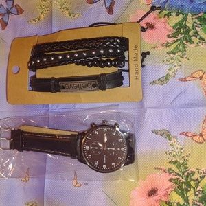 Men's watch & bracelet set
